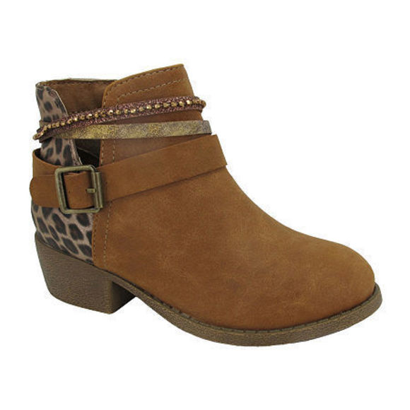 Pop Little & Big Girls Knowles Block Heel Booties, Brown , 2 Medium - Picture 1 of 1